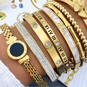 18k Gold Plated Cubic Zirconia Bangle Bracelet